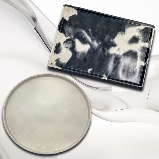 Round and rectangular concrete tray